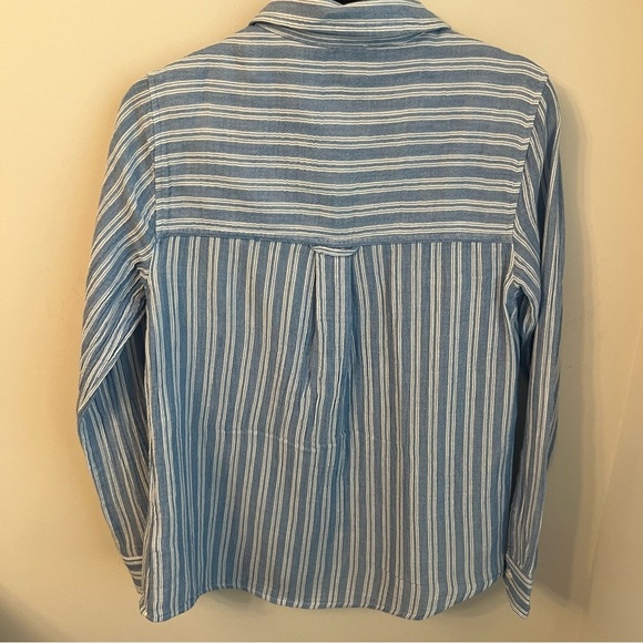 Beachlunchlounge Blue Striped Women's Shirt - Small - Picture 6 of 11